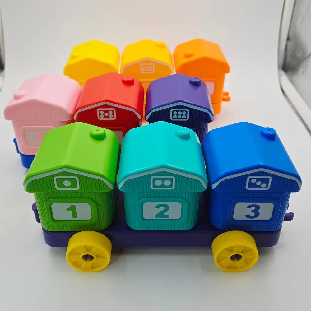 Joyfy Montessori Learning Farm Train Set Pull Along Train Finger Puppets
